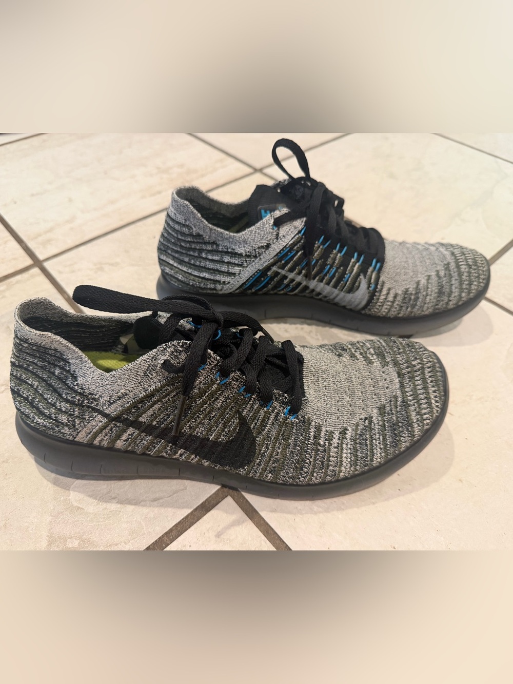 Nike Free RN Flyknit  - Grey, Black & Blue